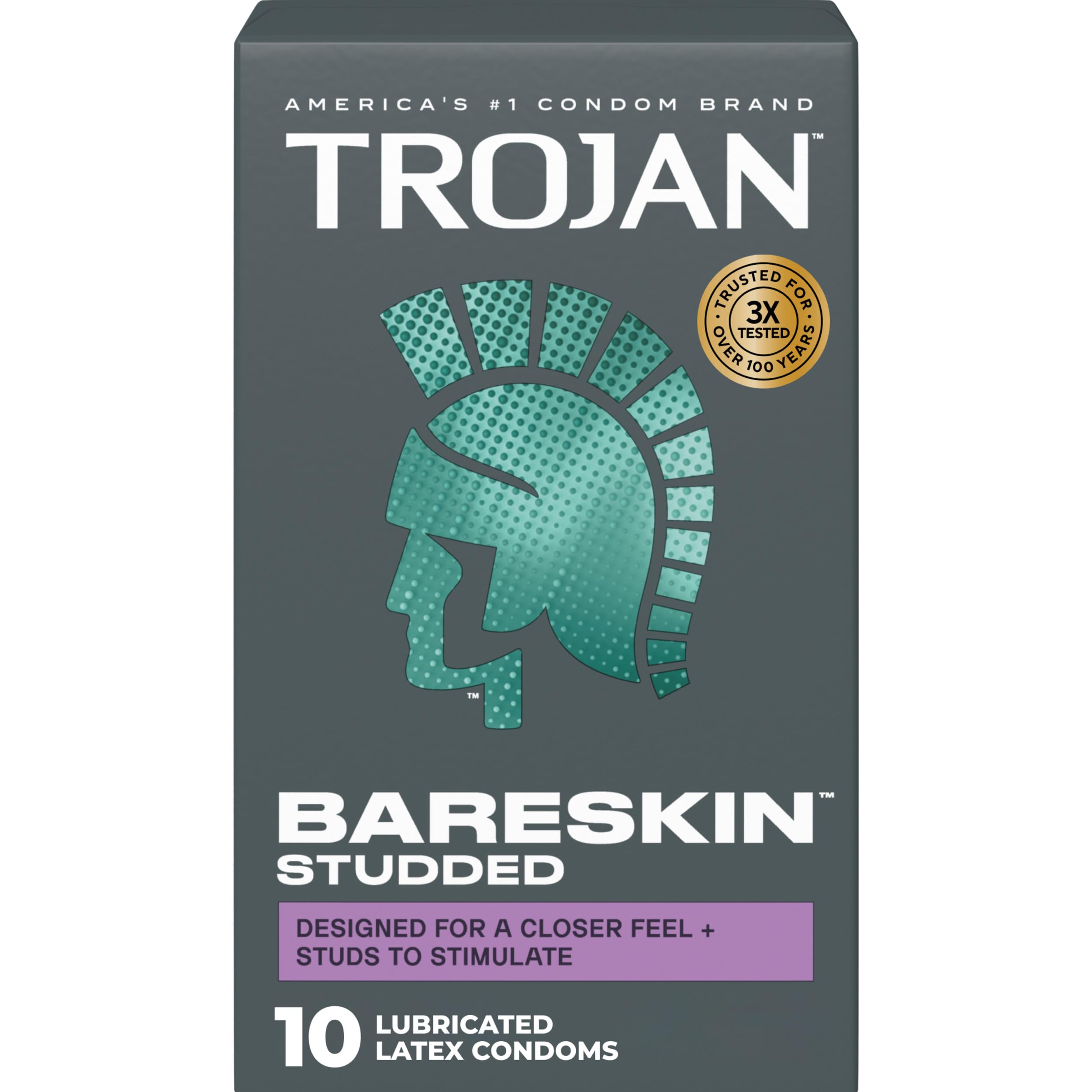 Trojan Studded Bareskin Lubricated Condoms - 10 Count