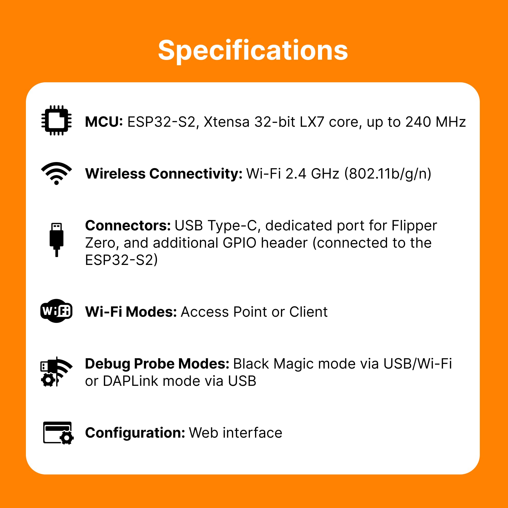 Placa de Desarrollo Wi-Fi para Flipper Zero – módulo de Desarrollo inalámbrico ESP32-S2 con USB-C y GPIO