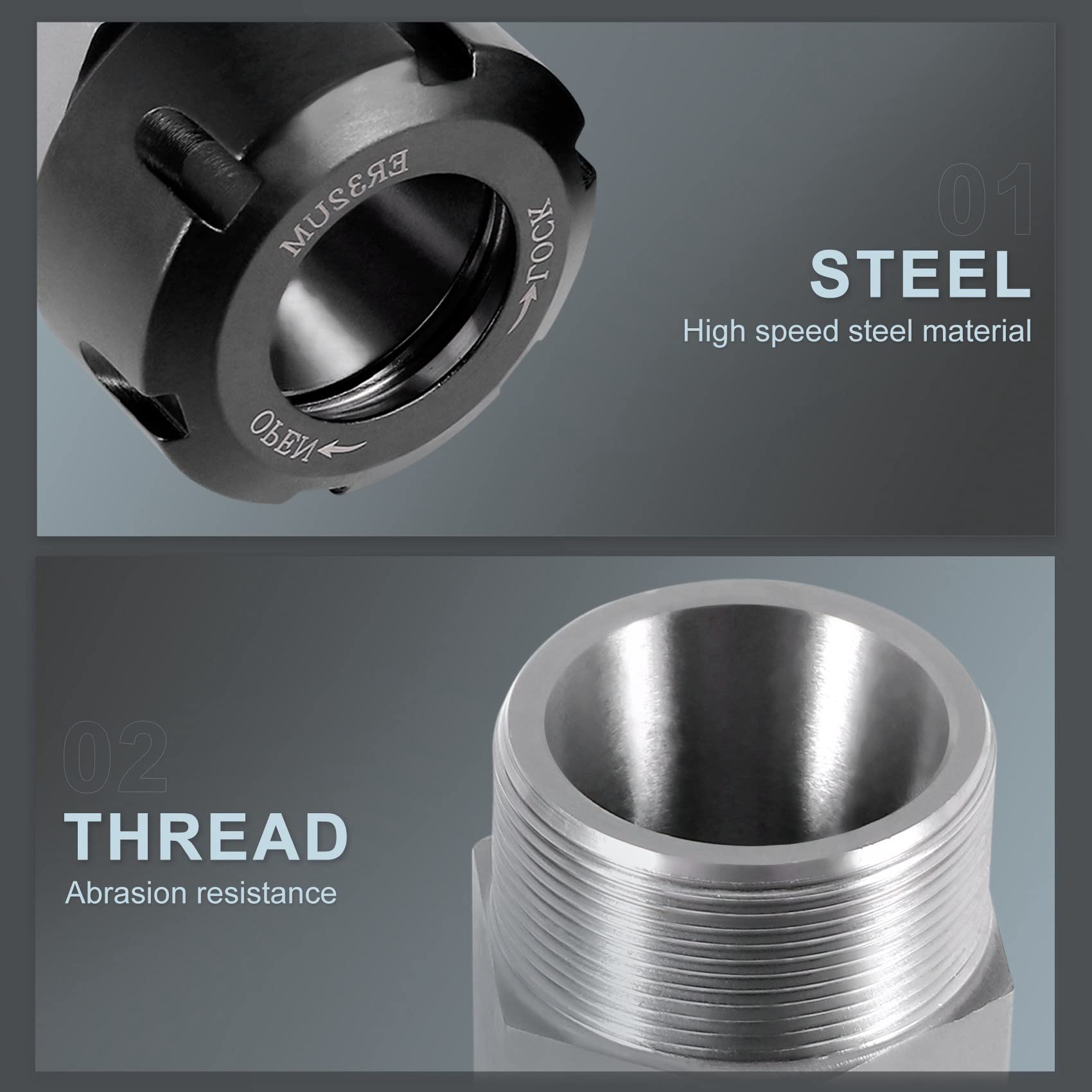 ER32 Collet Chucks Block Set 2 supporti serraggio quadrati esagonali per CNC tornio