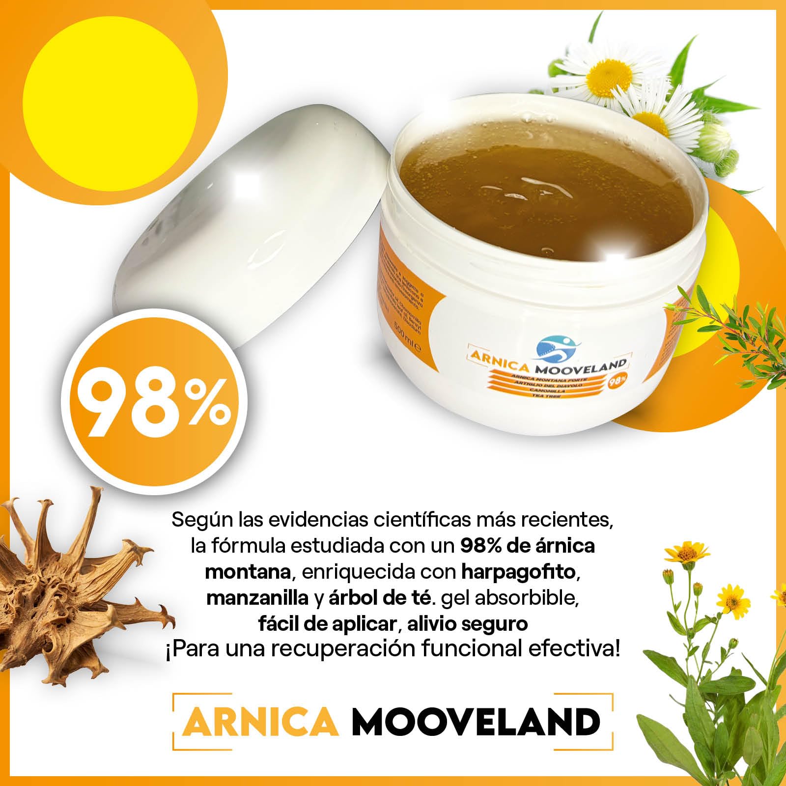 Arnica para caballos de uso humano, Gel de arnica fuerte, Arnica y garra del diablo, Biogel super concentrado de acción rápida, Gel antiinflamatoria natural, Gel 500 ml