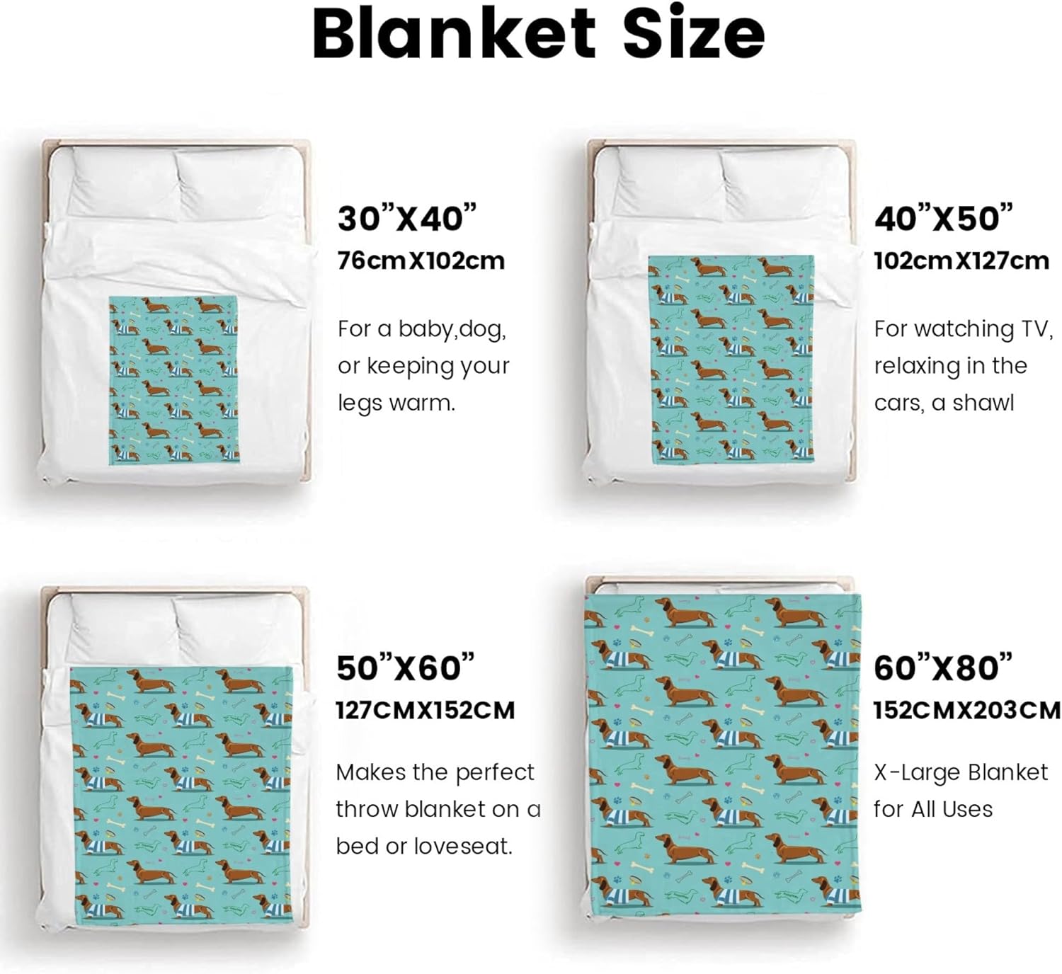 Dachshund Dog Blanket Gift Cute Animal Blanket Bed Throw Blanket Soft Lightweight Cozy Warm Blankets for Kids Teens Men Women (60"x50", Dachshund Dog)