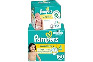 Pampers Swaddlers Sensitive Baby Diapers and Water-Based Baby Wipes Bundle for Sensitive Skin