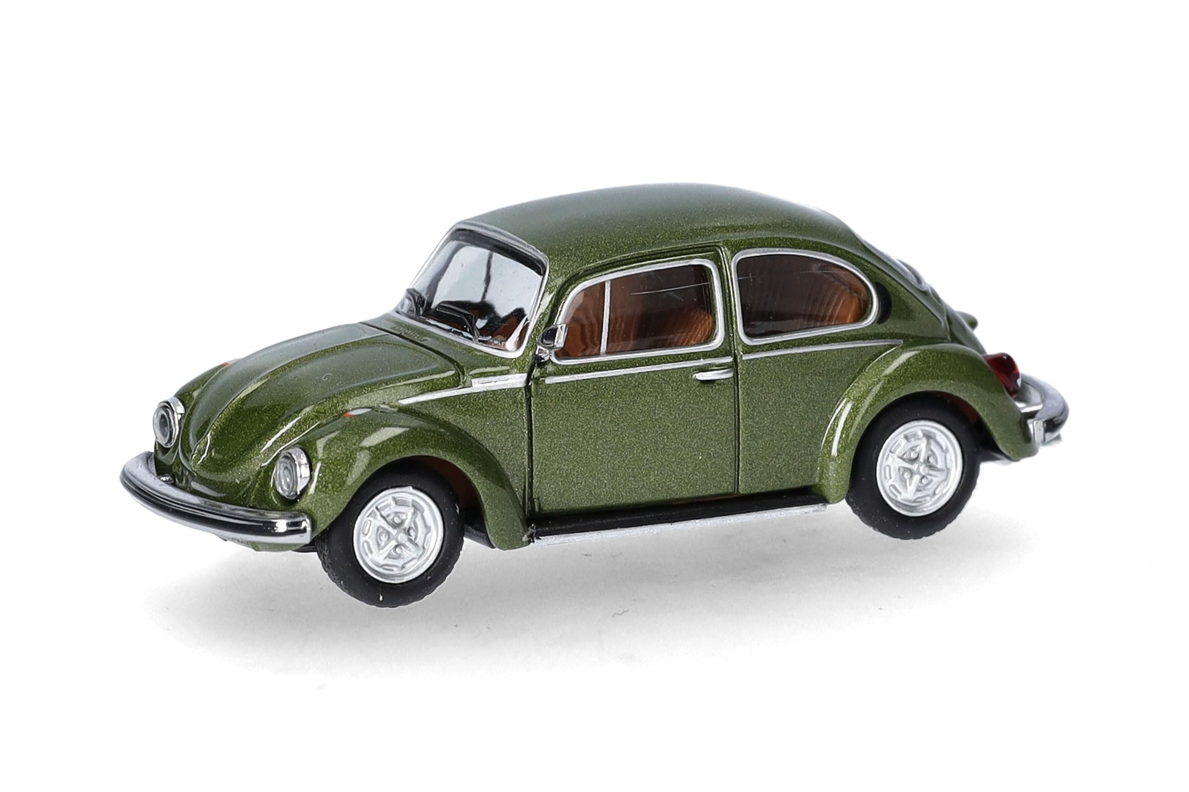 Herpa Model Car VW Beetle 1303, moss metallic, miniature at a scale of 1:87, collectible, Made in Germany, plastic model