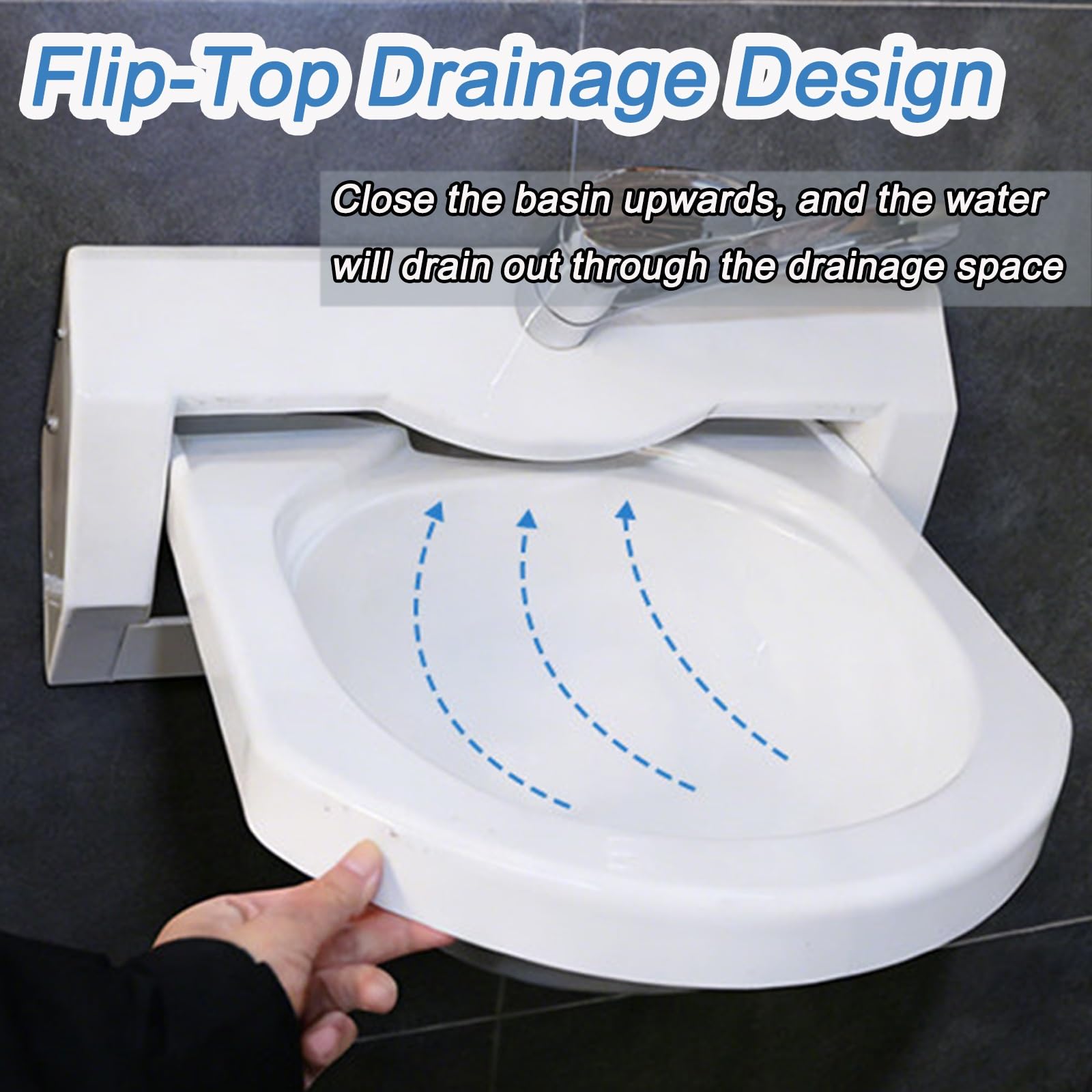 Fregadero Plegable Camping con Grifo de Agua Fría y Caliente, Fregadero Portatil Camping de Pared, Lavabo Caravana de Acrílico para Cocina de Caravana
