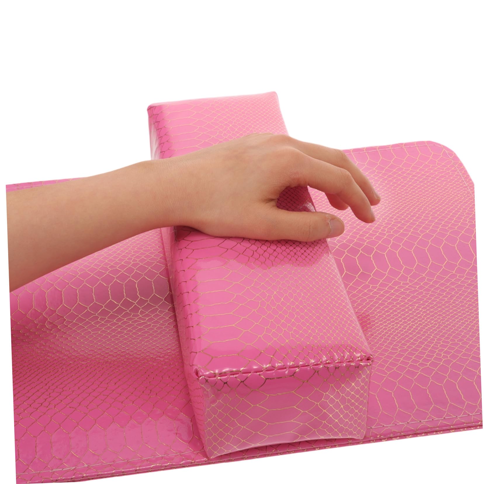 GANAZONO Cuscino Poggiamano in Pelle Pu e Spugna Rosa per Manicure Leggero e Lavabile, Design Unico per Manicure a Casa e Salone