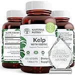 Natural Nutra Kelp Iodine with Potassium Iodide - Thyroid Support Supplement - Immune Strength & Metabolism Balance - Vegan Sea Kelp for Wellness - 225 mcg Iodine - 100 Tablets
