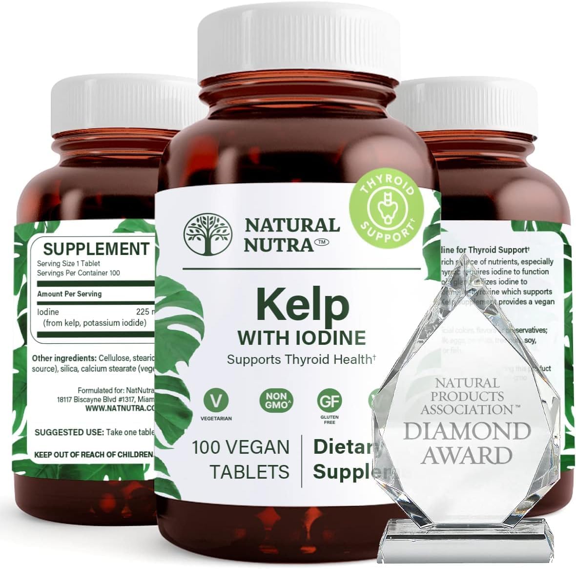 Natural Nutra Kelp Iodine with Potassium Iodide 225 mcg, 100 Tablets 100 Count (Pack of 1)