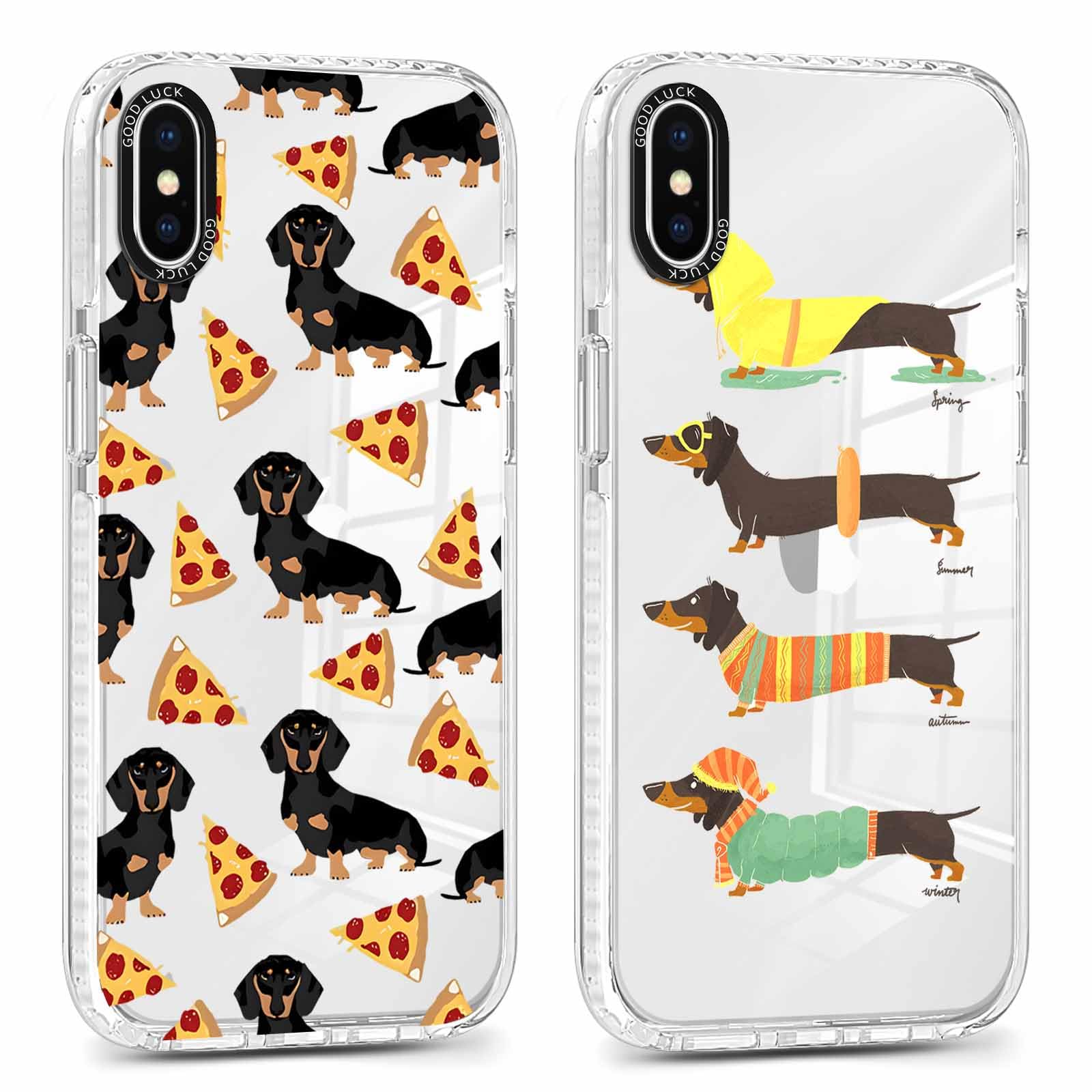 Xylota 2 Piezas Funda para iPhone X/iPhone XS 5,8", Transparente Carcasa con Lindo Dibujos Perro Mujer Niñas Case, Ultra Delgado Silicona Suave TPU Bumper Antichoque Protección Cover para iPhone X