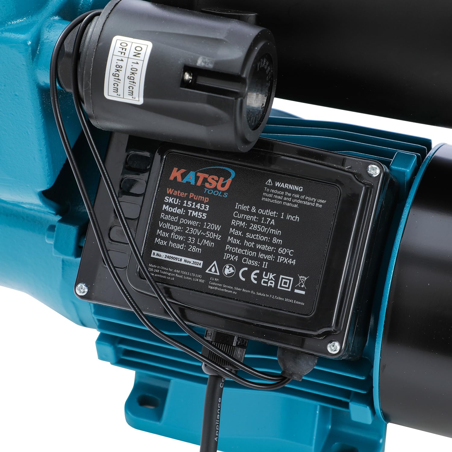 KATSU Pompe Auto-amorçante 550W avec Contrôle de Pression Automatique - Adaptée aux Robinets d'Eau de Maison et de Jardin - Modèl - Auto