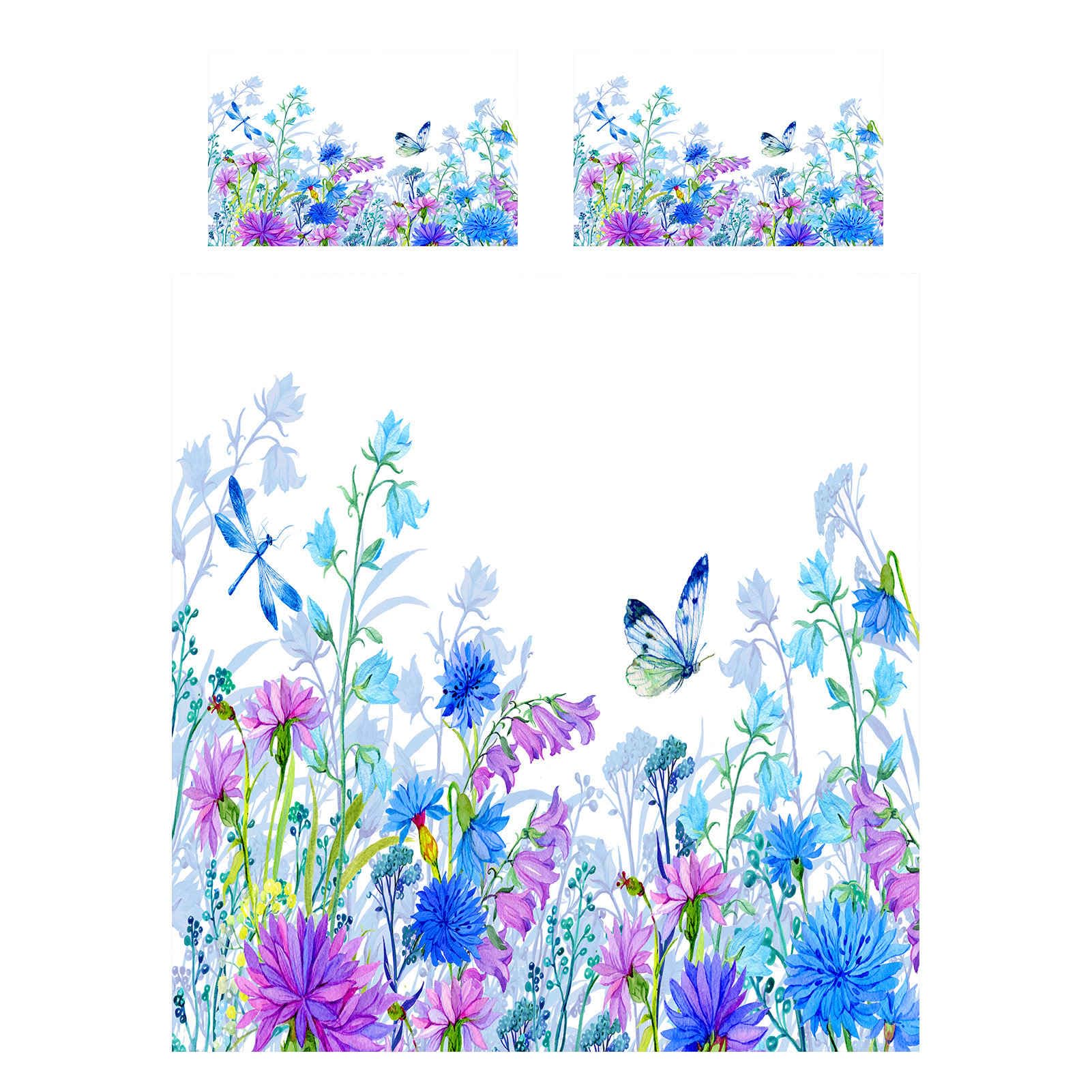 ANHOPE Floral Duvet Cover Set Soft Lightweight Microfibre 3 Piece Bedding Set including 2 Pillowcase Watercolor Flower Butterfly Dragonfly Print Pattern All Season Quilt Cover with Zipper Closure Single - Image 2