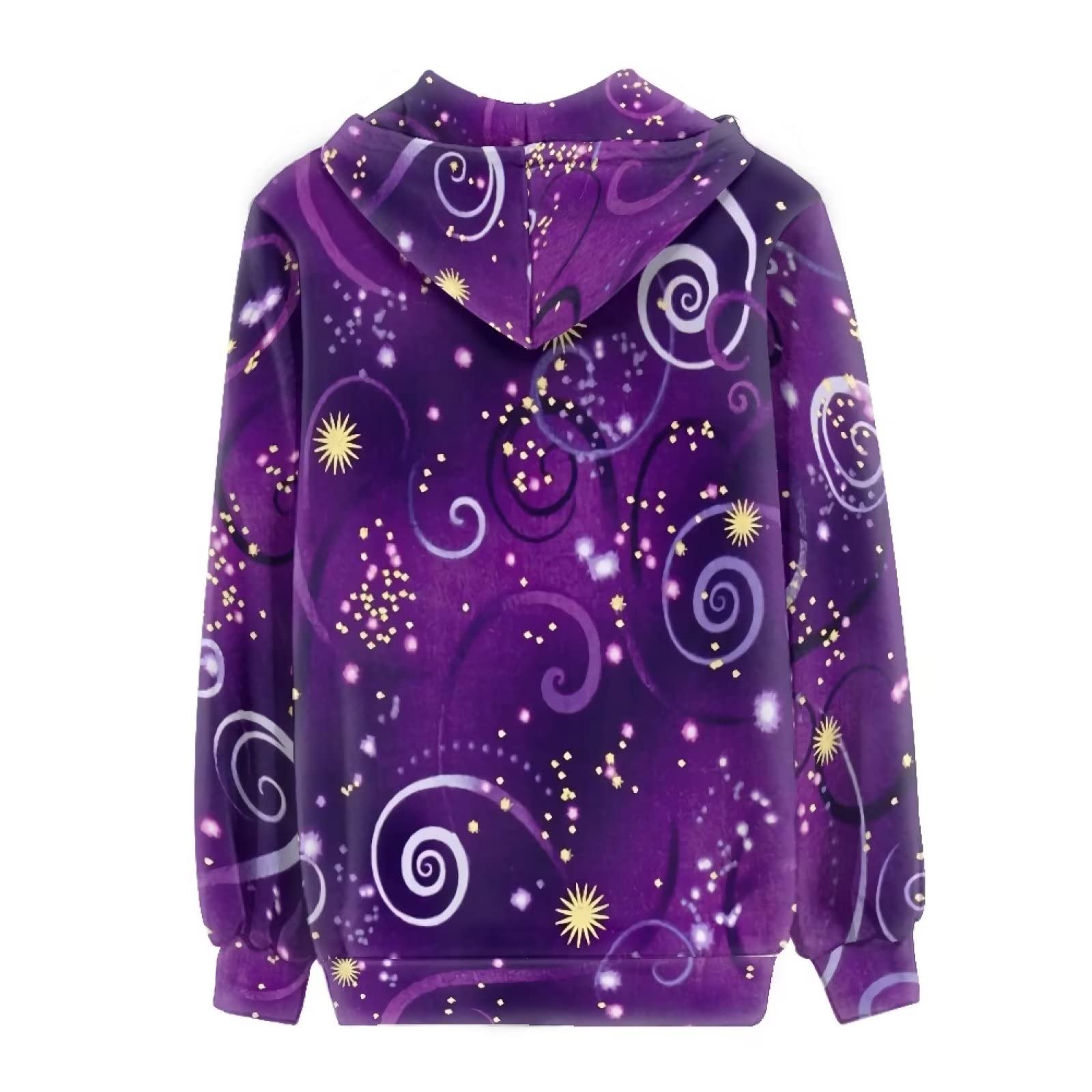 Bluza z kapturem zapinana na zamek błyskawiczny damska odzież dla nastolatek estetyczna bluza kurtki płaszcz cienki XS-5XL, Wirujące niebo gwiazda fioletowa, S