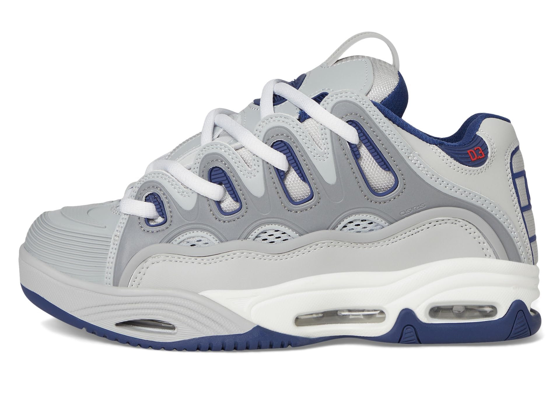 Osiris Scarpe da skate da uomo D3 2001, Grigio/Navy/Bianco, 9