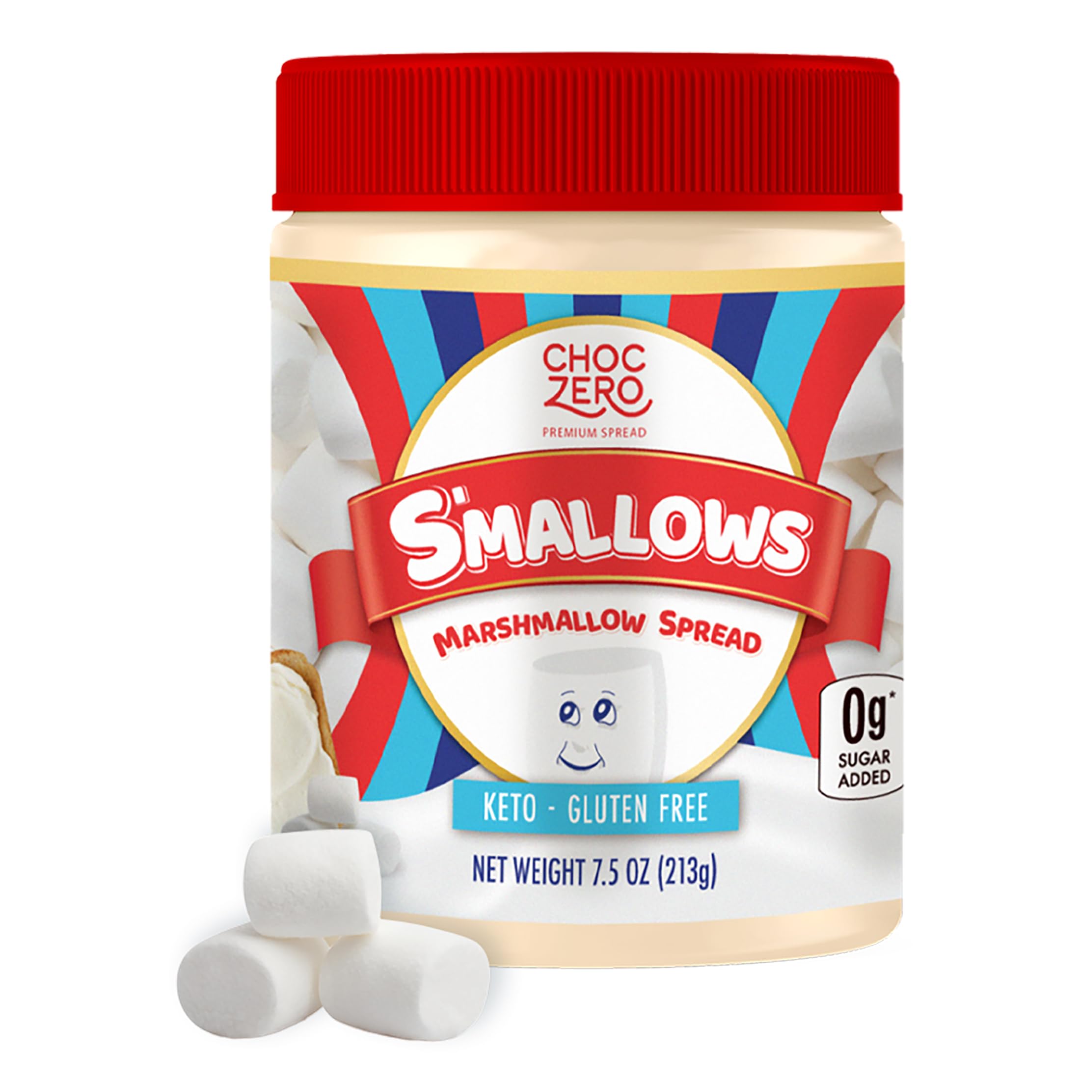 ChocZero Marshmallow Spread, Gluten Free, Sugar Free Dessert Creme Dip, Fat Free, High in Fiber, 7.5 oz Jar