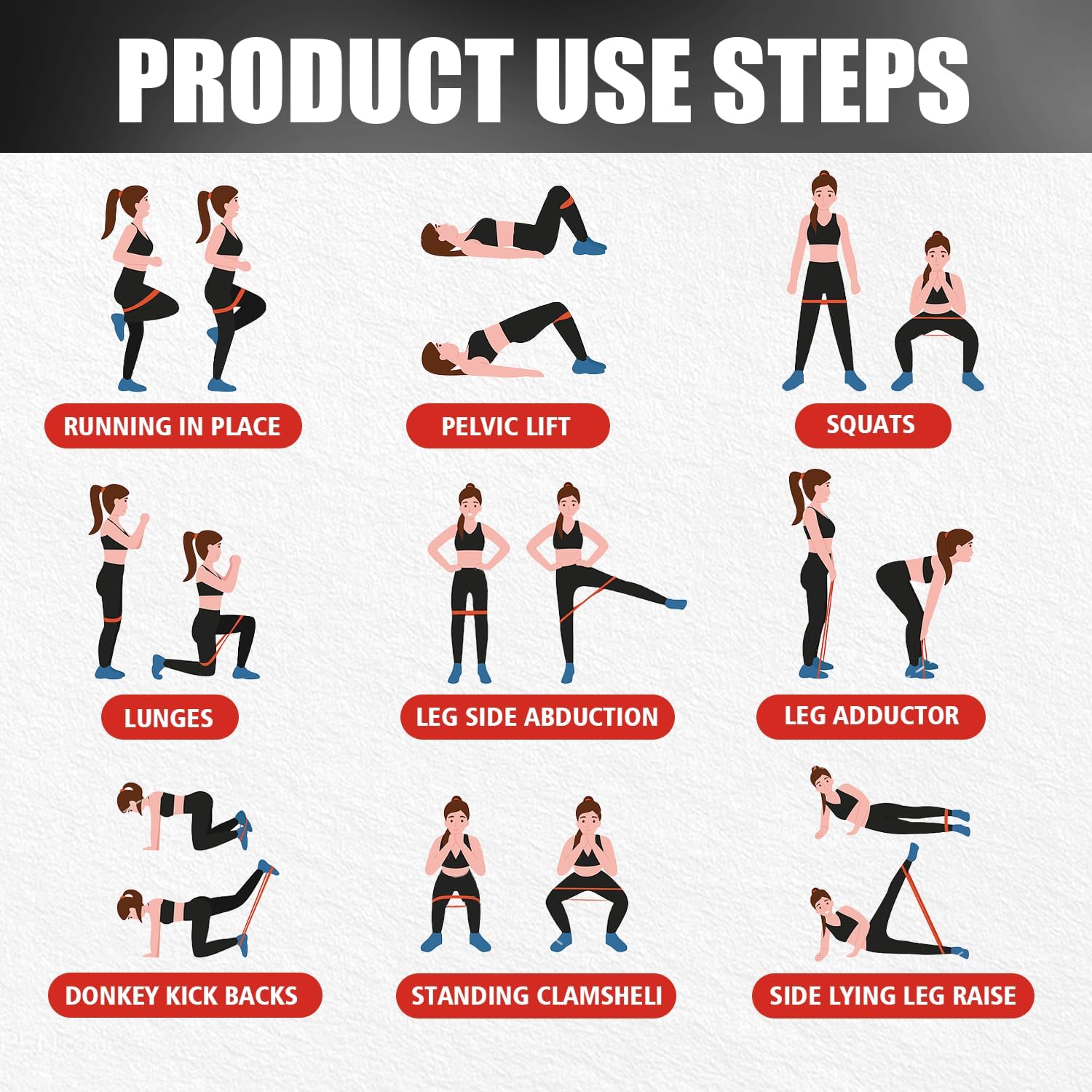 WHATAFIT Resistance Loop Exercise Bands, Latex Elastic Workout Bands for Men and Women, for Home Fitness, Stretching, Strength Training