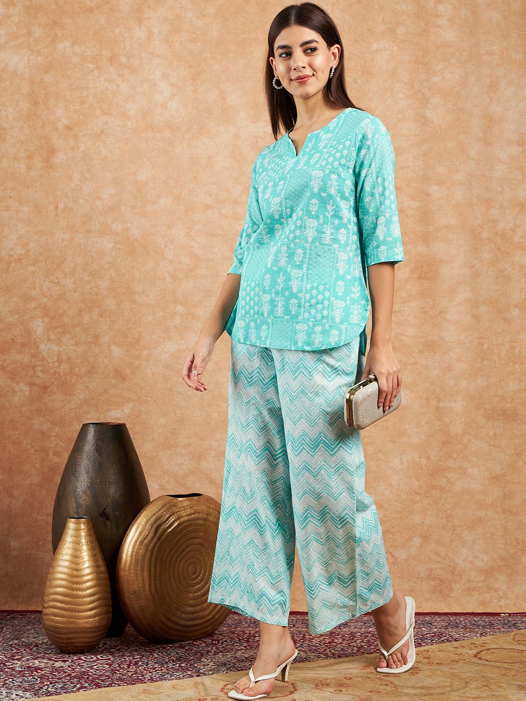Pivl Conjunto de pijama de algodón estampado de alta calidad para mujer || Conjunto de pijama cómodo y elegante con bolsillos || Conjunto a juego para mujer || Ropa de dormir para mujer ||