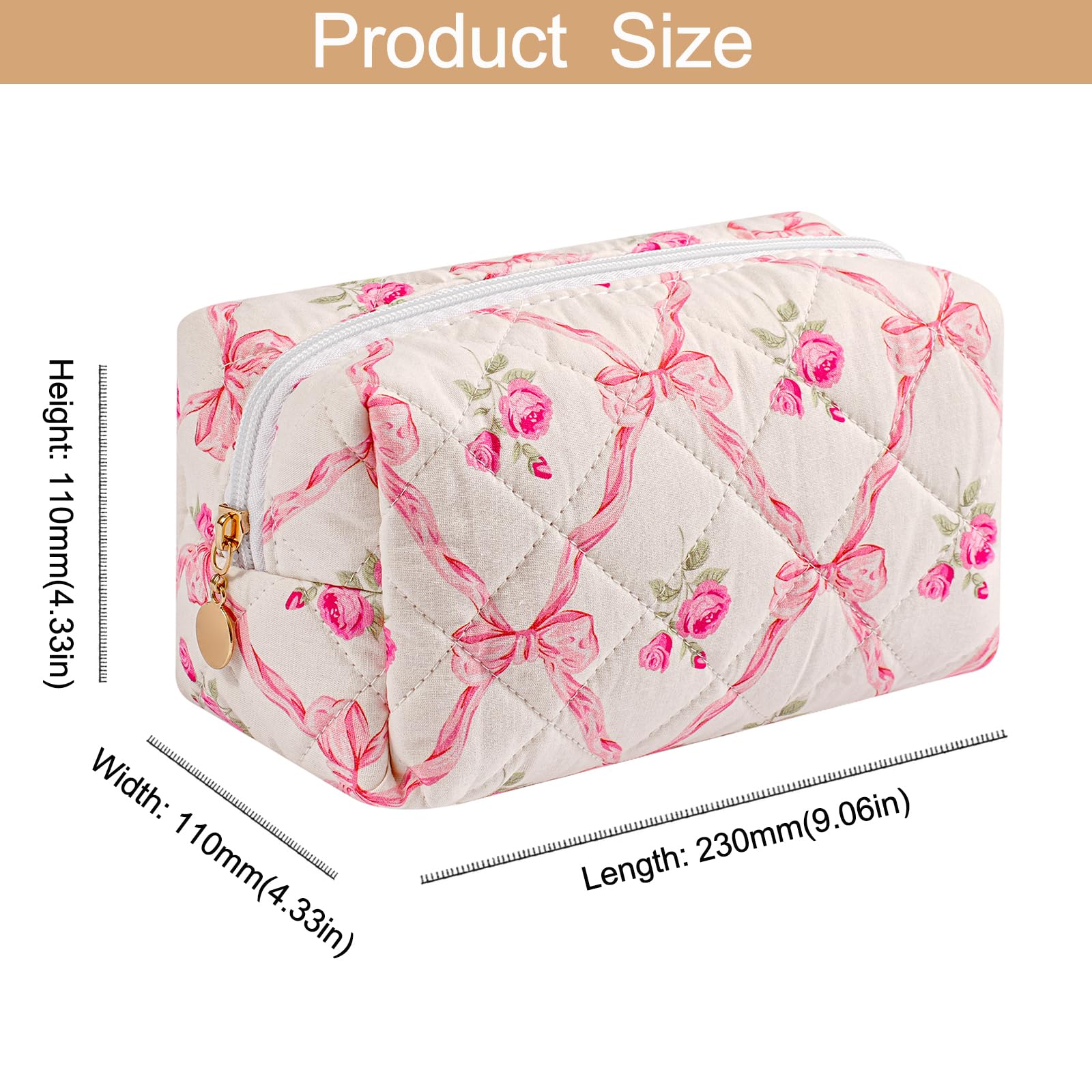 Borsa per trucchi da viaggio per donne e ragazze, custodia per trucco con cerniera, organizer per articoli da toeletta con fiori floreali, borsa portatile, borsa in tessuto da viaggio per
