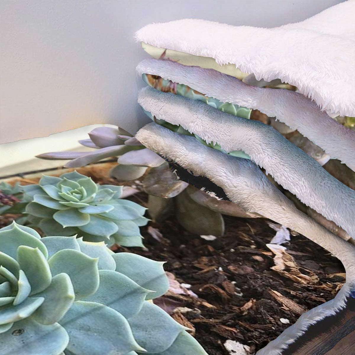 review Green Thermal Pet Mat Bed Liner Cute Succulents Flower Desert Self Warming Crate Pad with Soft Sherpa Top for Dogs, Cats, Pets by Hot Plant Artwork 25