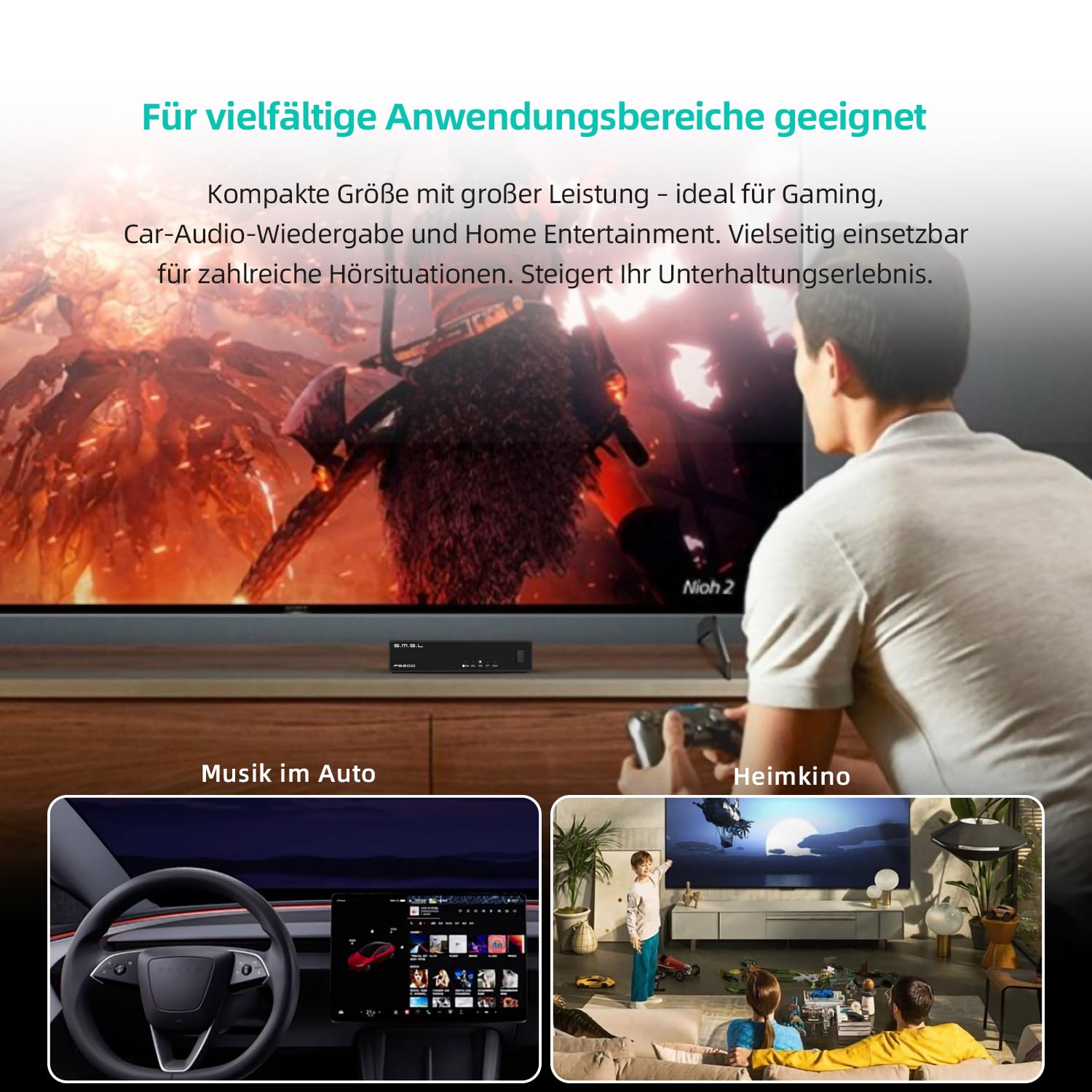 SMSL PS200PRO ES9039Q2M HiFi-DAC, DSD512 PCM 32Bit/768kHz Digital-Analog-Audiokonverter, USB/Optisch/Koaxial auf Stereo-Cinch-Ausgang, MQA/MQA-CD-Audio-DAC für PC/PS5/Verstärker