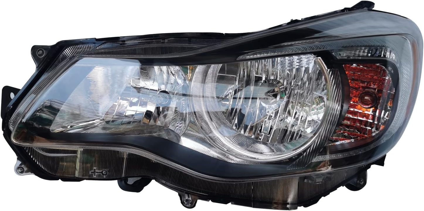 LYNICESHOP Front Headlight, Clear Headlight for Subaru Impreza Black 2015-2016 Halogen Assembly Headlights, Assembly Replacement Factory Headlamp (Driver Side)