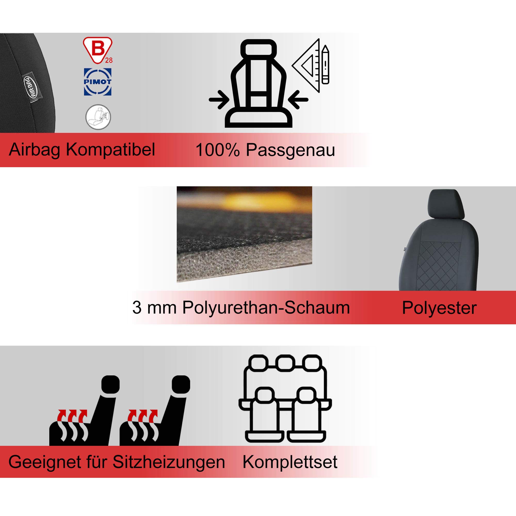 Pokrowce na siedzenia samochodowe, szare, 5 siedzeń, kompletny zestaw, pokrowce na siedzenia samochodowe