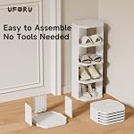 UFORU Small Shoe Rack, 5 Tier Plastic Vertical Shoe Rack for Small and Narrow Spaces, Free Standing Shoe Organizer for Closet, Entryway