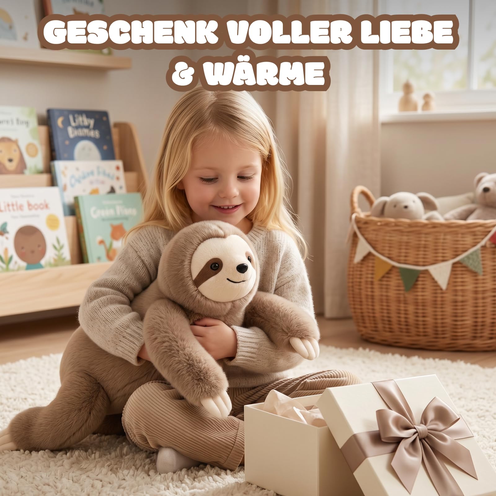 2.5Kg Faultier Gewichtetes Plüschtier Kuscheltier, kuscheliges Stofftier für Erwachsene Kinder, Weiches Plüschkissen für Umarmungsgefährte zur Angstlinderung und Schlafunterstützung (65cm)