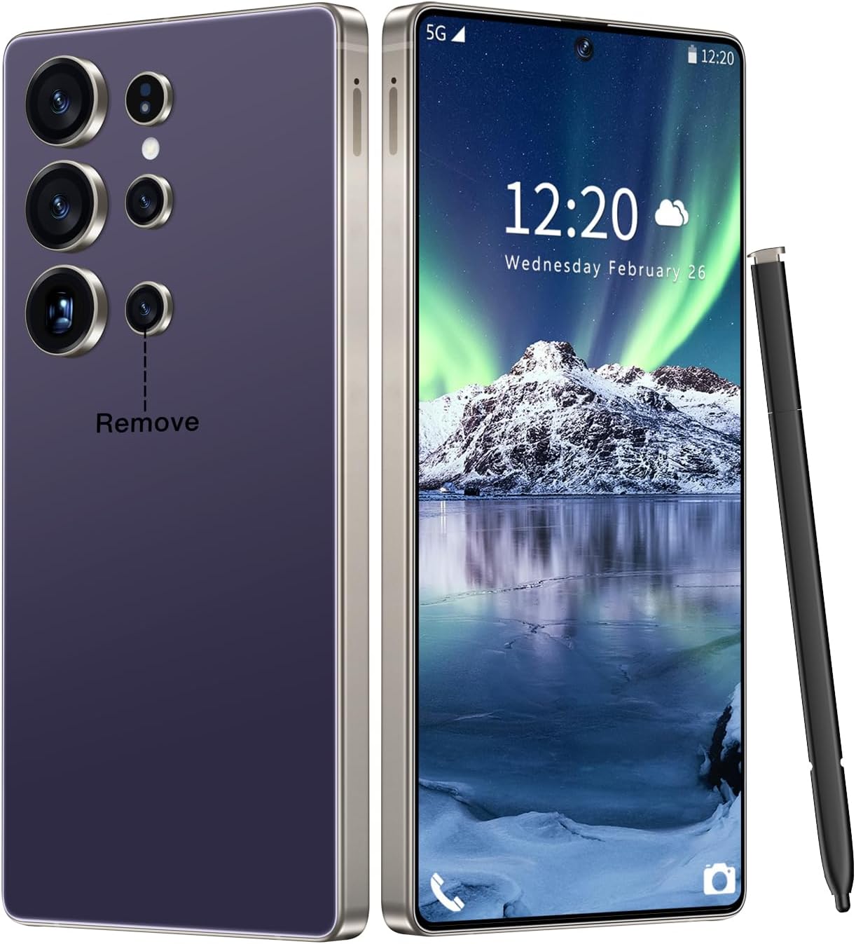 I25 Ultra Unlocked Phone 16+1TB,Built in Pen The Phone,Battery 7000mAh 6.99" HD Screen,Android 14 Smartphone,Face ID/5G/Fingerprint Lock/Dual SIM/GPS (Deep Purple, 16+1TB)