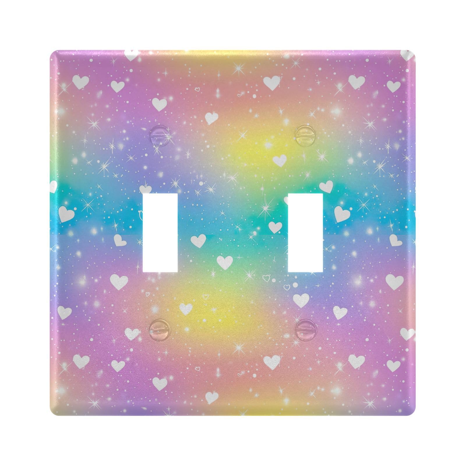 UMIRIKO Rainbow Colored Heart Light Switch Cover Plate Covers Decorative Double Toggle Home Decor 202b6529