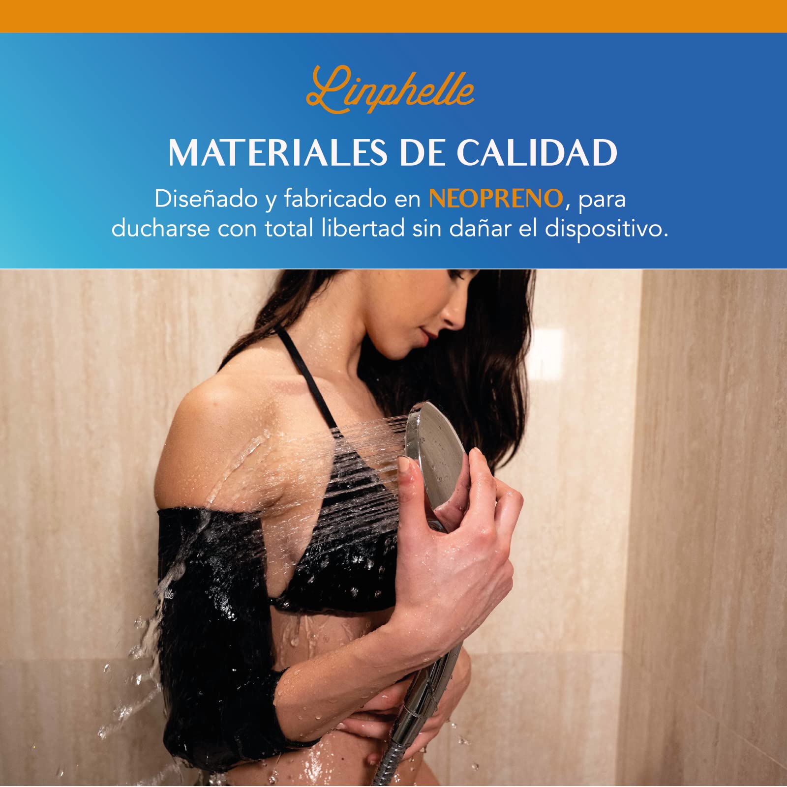 PICC Line Coverpicc Waterproof Long, Funda de Neopreno Impermeable para catéteres de brazo, Protección contra el agua de la Ducha, ideal para PICCs y Glucómetros, Negro, Talla M