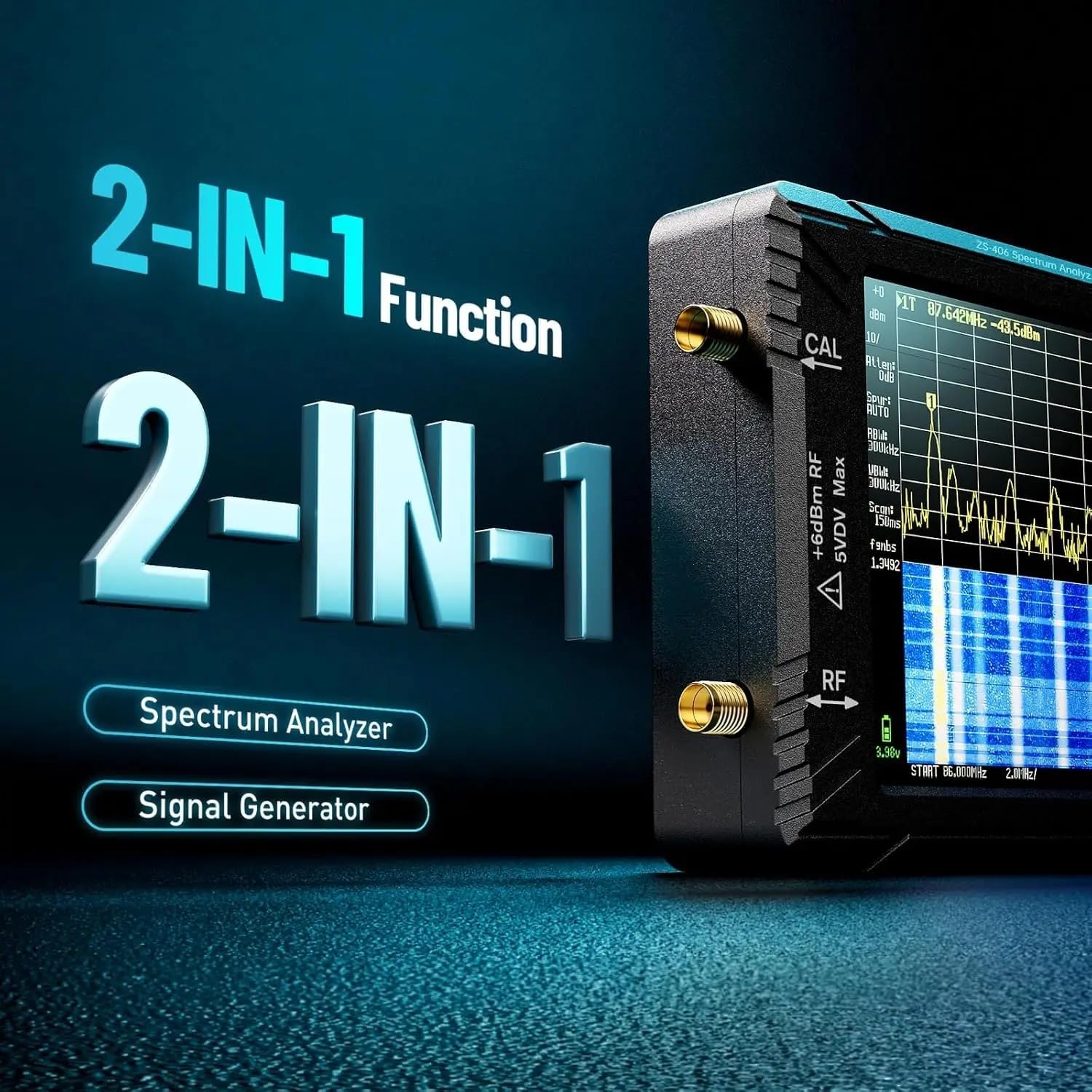 TinySA - Analizzatore di frequenza portatile Ultra+, ZS406, 4,0 pollici, 100 kHz-5,4 GHz, con scheda da 32 GB, HW V0.4.6, generatore di segnale 2 in 1, ingresso MF/HF/VHF UHF, aggiornamento 2025