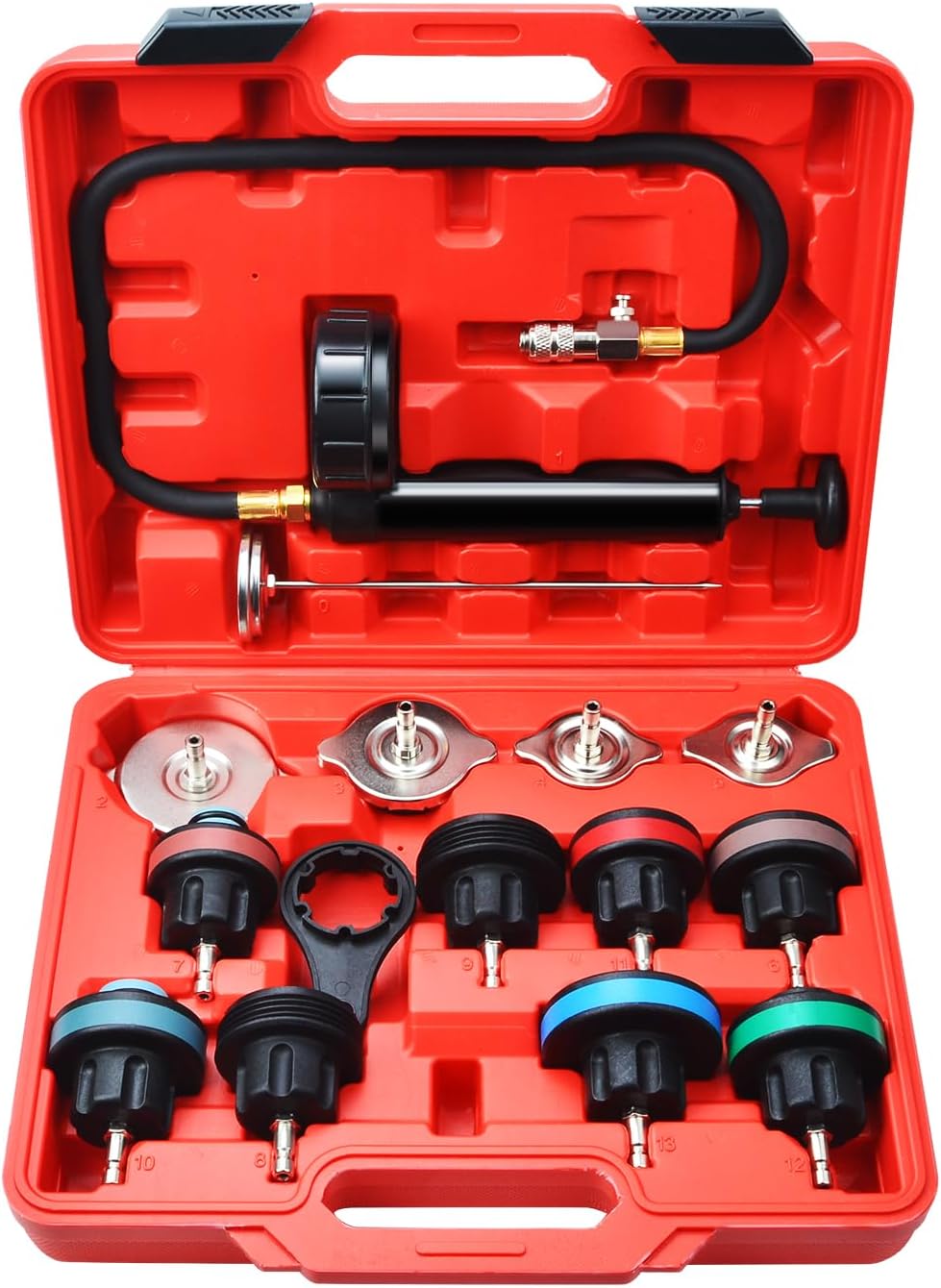 Prokomon 15 Pieces Coolant Pressure Tester Kit; Radiator Pressure Tester; Cooling System Pressure Tester Kit