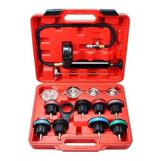 15PCS Auto Cooling System Radiator Color Cap Pressure Tester Kit Pump Gauge Adapter HD