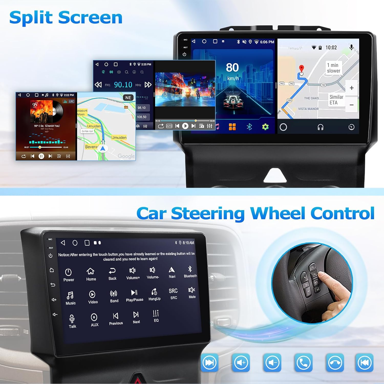 Split screen mode and steering wheel control integration