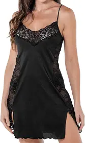 Camisola Lingerie DeMillus Renda Conforto e Sedução Microfibra Renda Transparente Negri Feminina