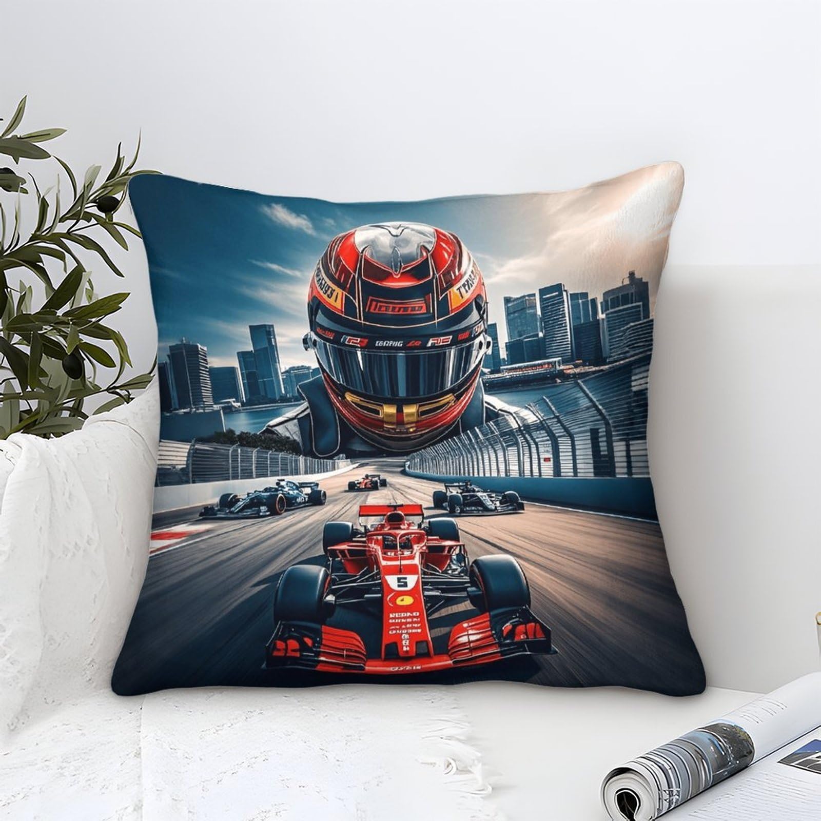 DAFUfbw 45x45cm Throw Pillow Covers Ferrarii Racing - No Insert I Formulaone Microfiber Square Cushion Covers I Machine Washable | Indoor Use Only