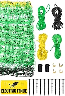 Electric Fence Netting, 42.6" H x 164'L Electric Anti-Predator Poultry Fence, PE Net Fencing Kit with 14 Posts Double Spiked, Movable Livestock Nets for Sheep, Hogs, Cattle and Other Big Poultry