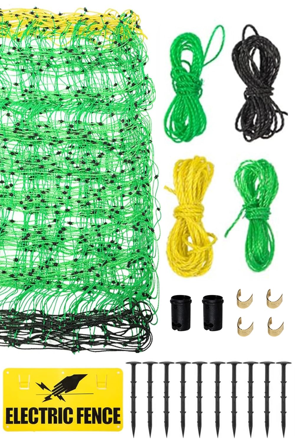 Electric Fence Netting, 42.6" H x 164'L Electric Anti-Predator Poultry Fence, PE Net Fencing Kit with 14 Posts Double Spiked, Movable Livestock Nets for Sheep, Hogs, Cattle and Other Poultry