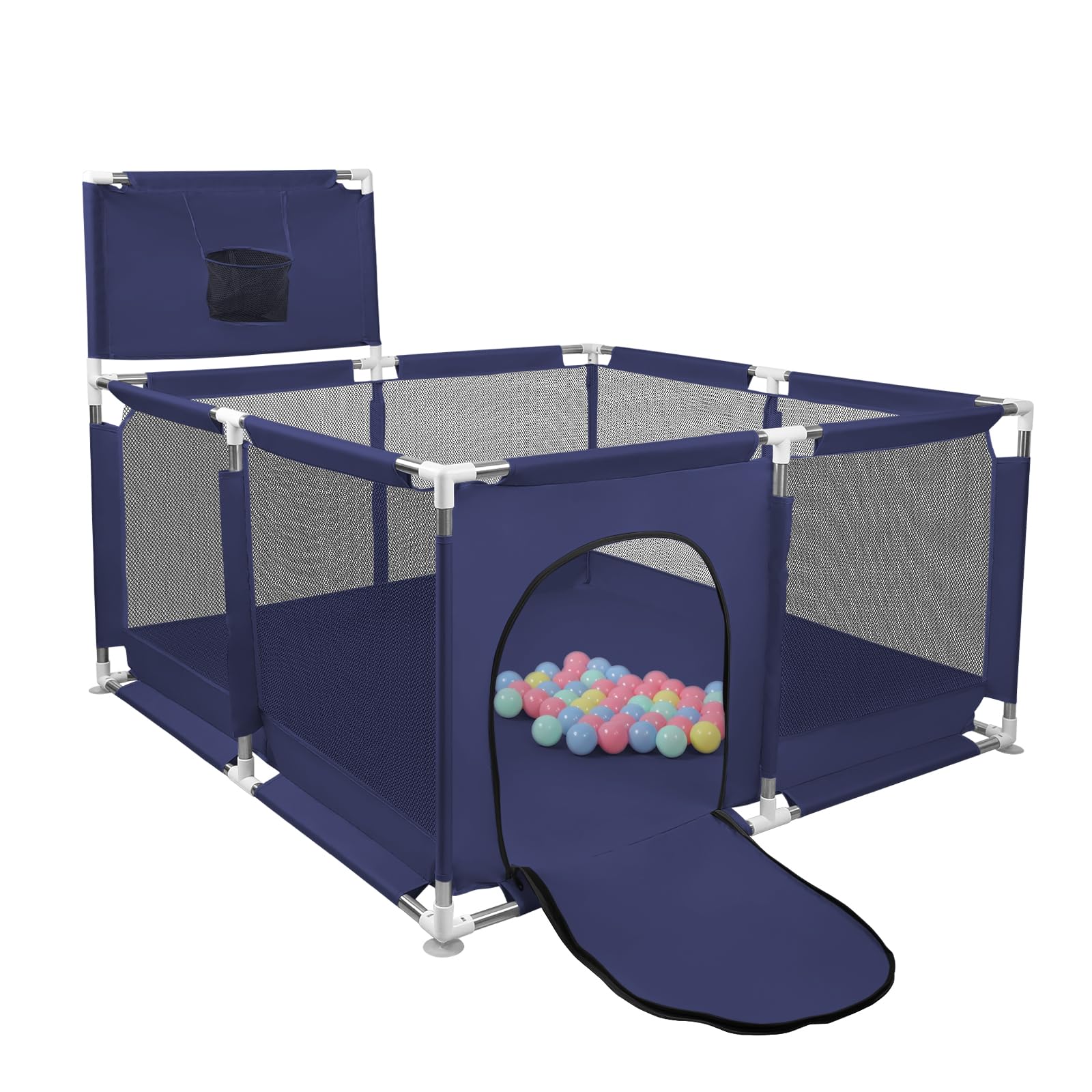 Box compatto per bambini, con 50 palline + 4 piastre di aspirazione, box e stalle con rete traspirante, da 0 a 48 mesi