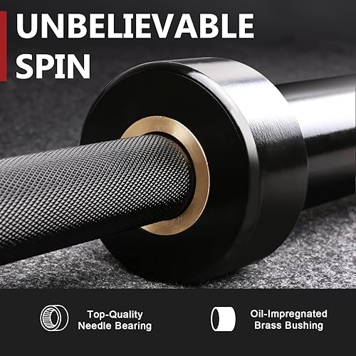 Miniatura 3 de LIONSCOOL Barra olímpica de 7 pies para levantamiento de pesas y levantamiento de potencia, barra de barra de 2 pulgadas para sentadillas, peso