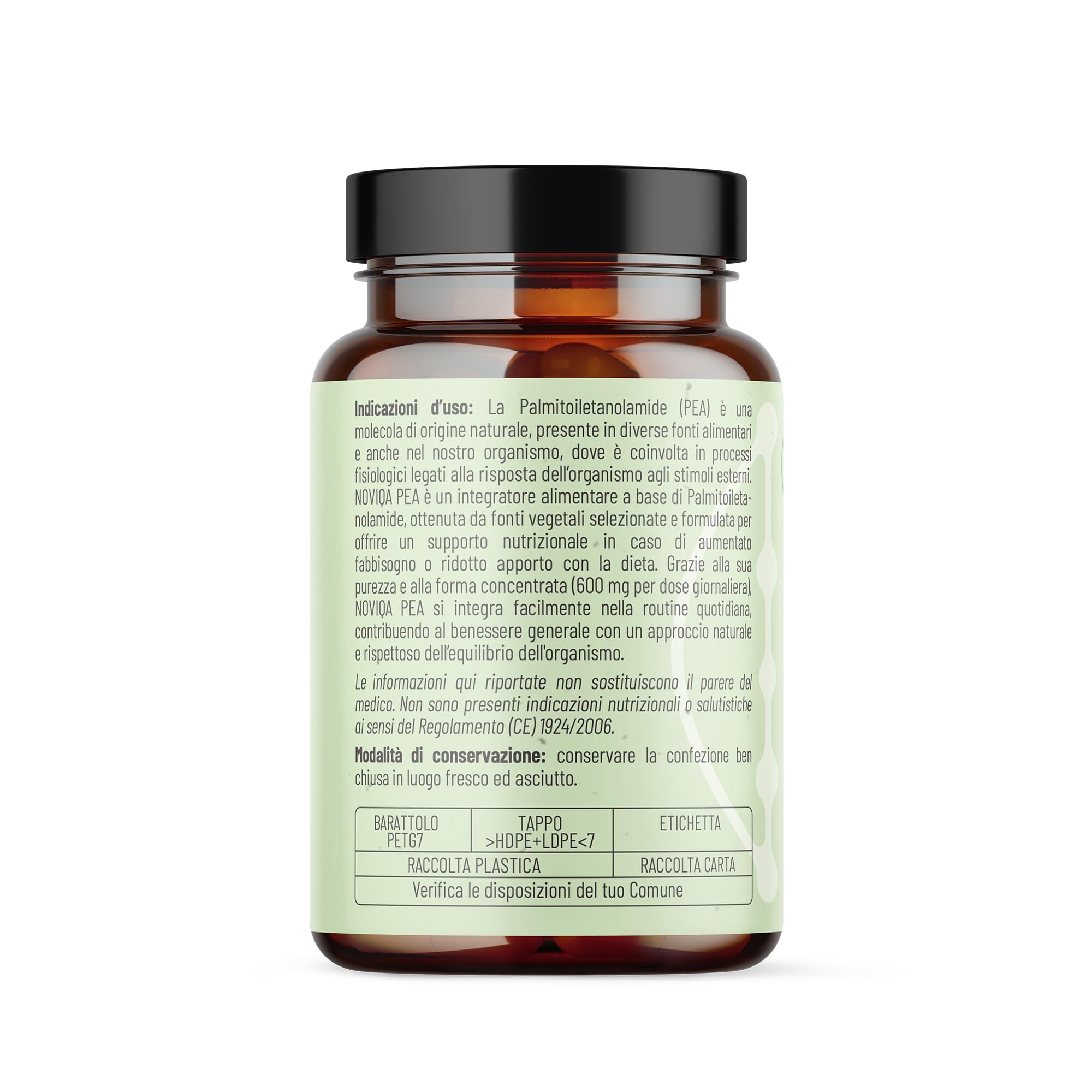 NOVIQA®, PEA Integratore 600 mg, Palmitoiletanolamide Naturale, 120 Capsule Vegane, Supporto per Benessere Articolare e Nervoso, Equilibrio e Concentrazione