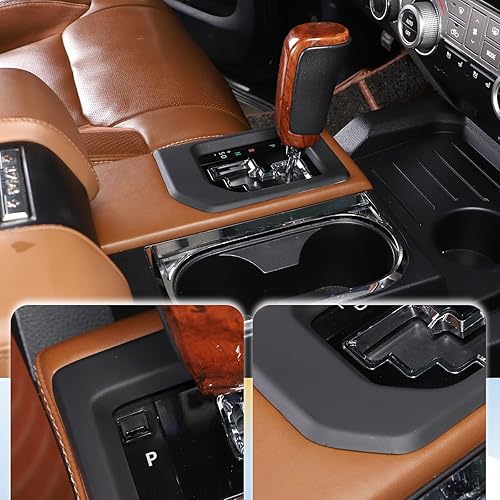 Miniatura 5 de LLKUANG Para Toyota Tundra 2014-2021 ABS consola central de cambios panel de cambio de marco accesorios para automóvil negro mate