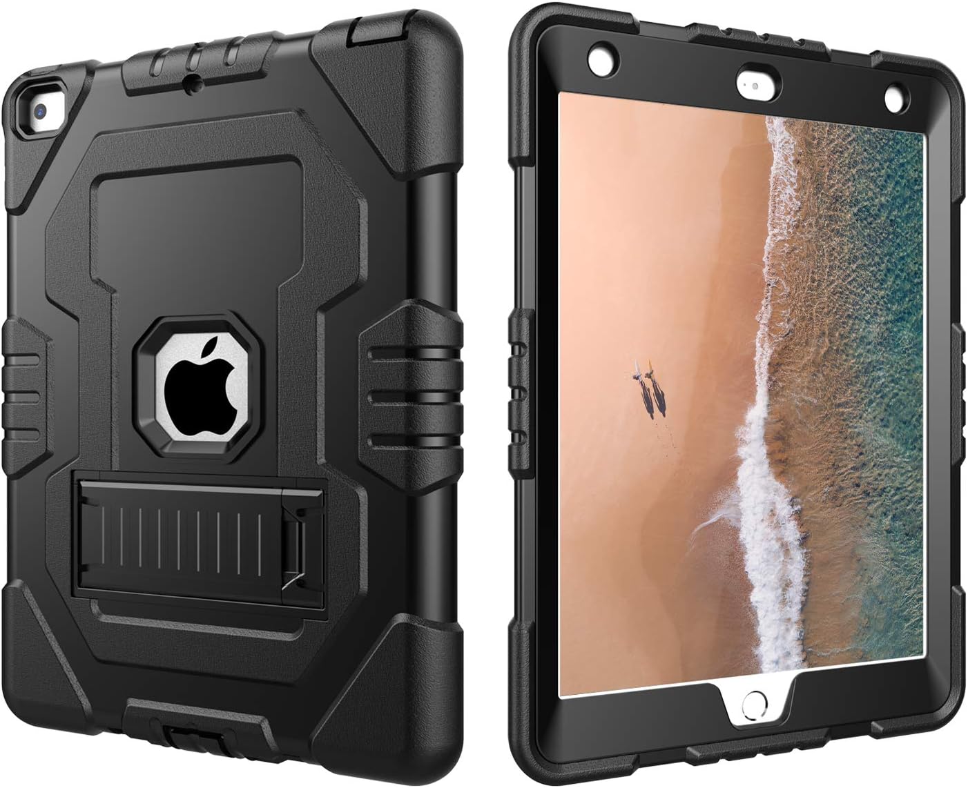 Case for iPad 9.7 2018,Case for iPad 2017 9.7,Case for iPad 6th Generation,Digital Hutty 3 in 1 Shockproof Heavy Duty Full-Body Protective Case with Kickstand Black