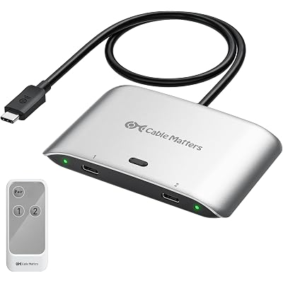 Cable Matters 20Gbps USB C KVM Switch for 2 Computers, 140W PD, Up to 8K@30Hz on Windows, 4K@60Hz on macOS, Sharing One USB-C/Thunderbolt 4 Monitor or Dock (Not for Dock with an Attached Cable)