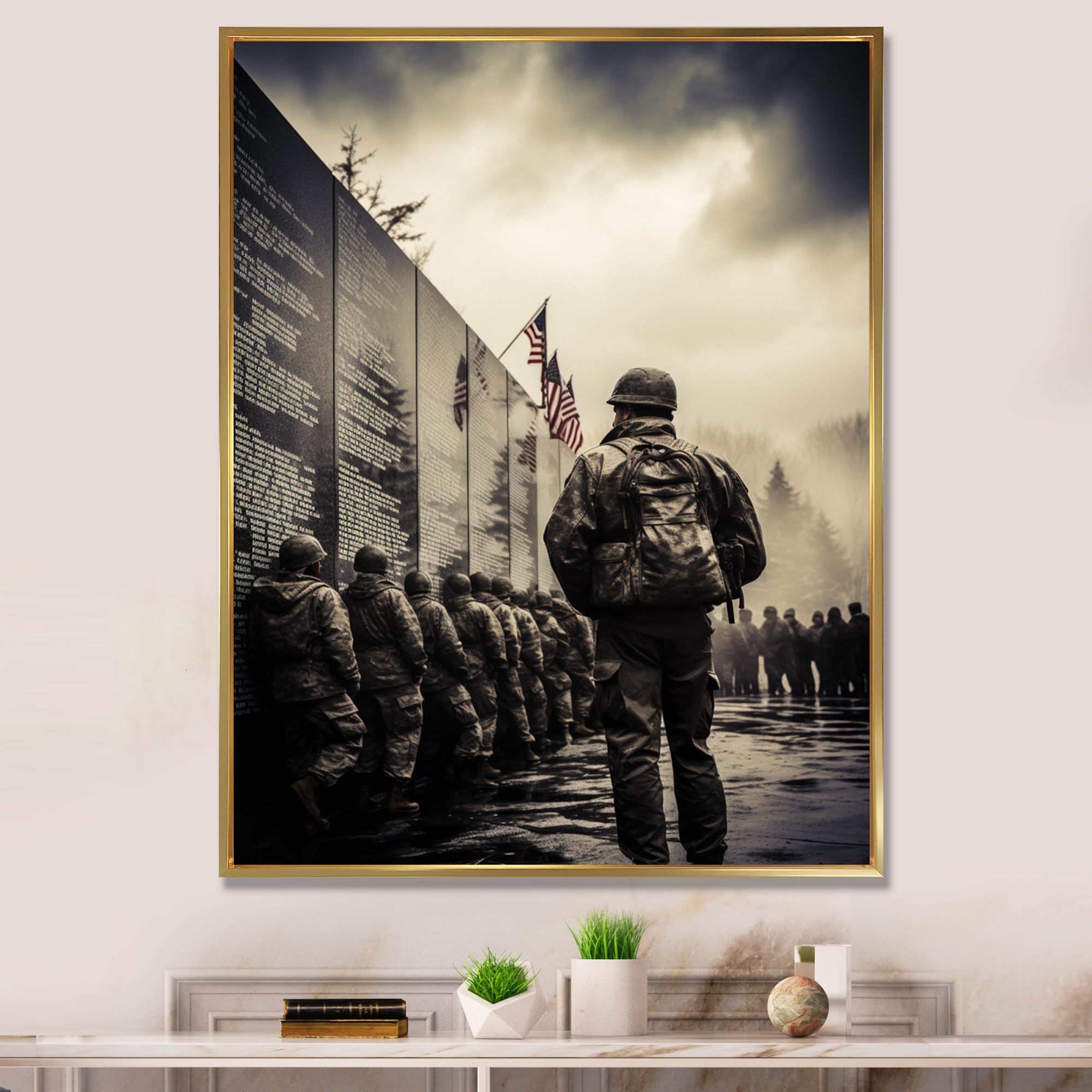 Amazon.com: DesignQ army Gold Framed Wall art decor, Army Wall Art