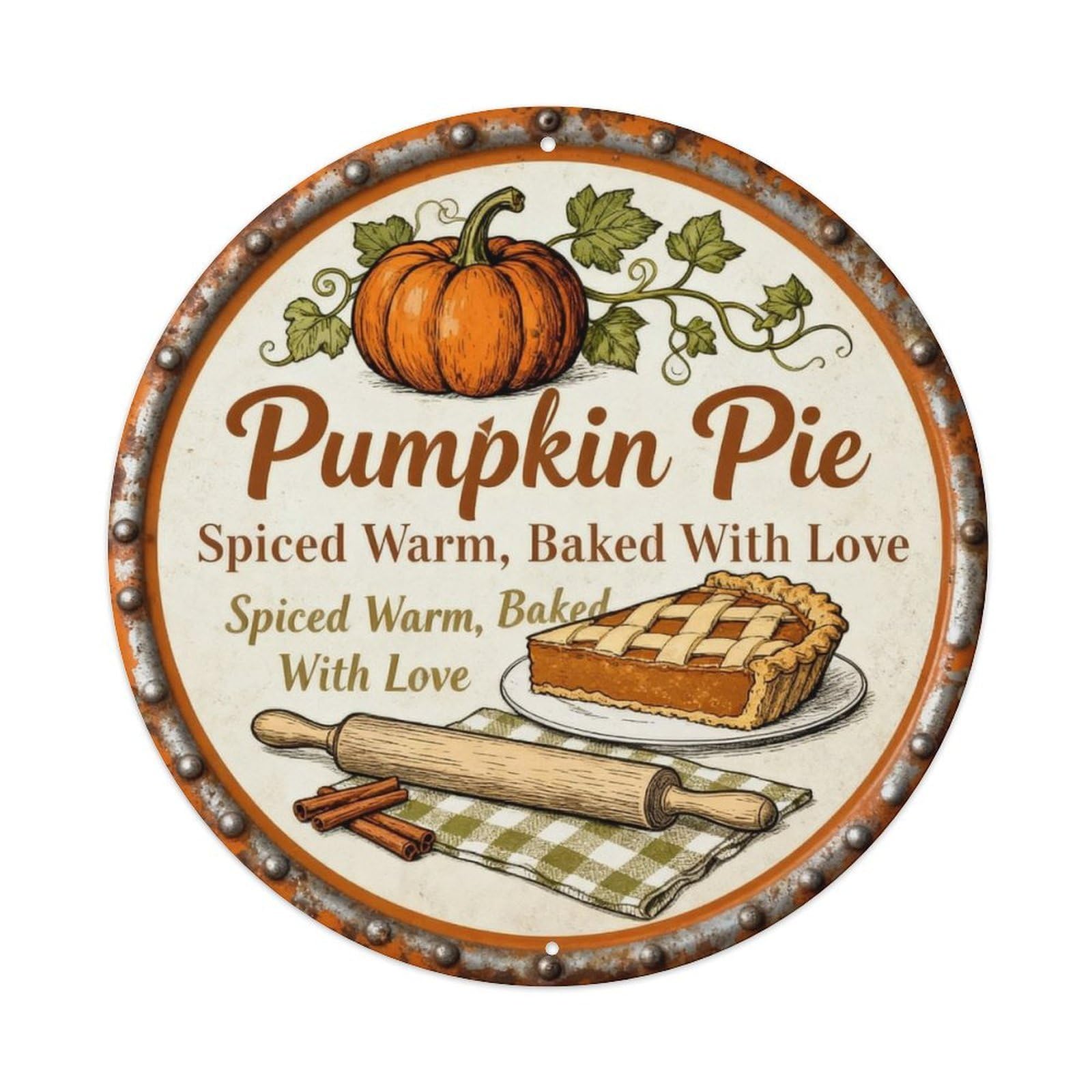 Pumpkin Pie Bakery Kitchen Decor Metal Tin Sign Plaque