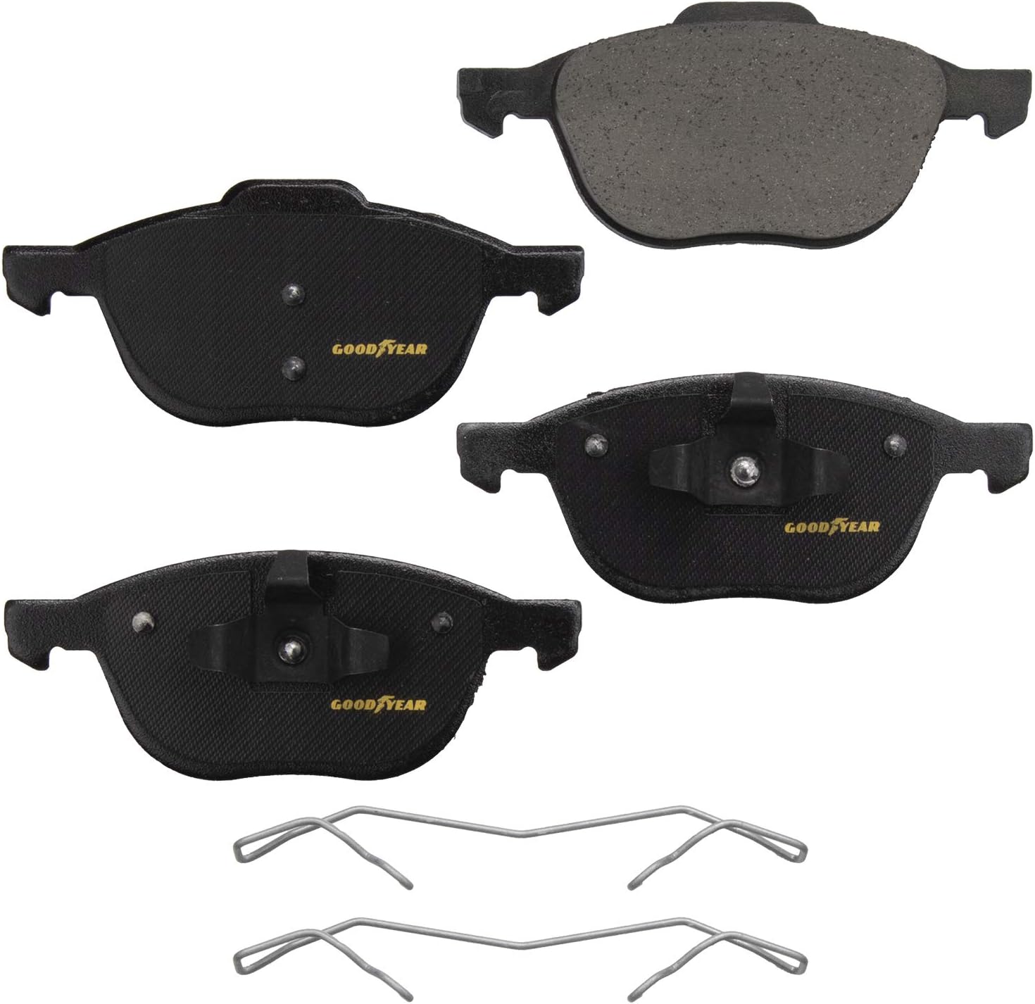 Goodyear Brakes GYD1044 | Ceramic Front Brake Pads fit Fiat Strada 14-13; Ford C-Max 18-13, EcoSport 18-07, Escape 19-13, Focus 18-05; Mazda 3 13-10, 3 Sport 2012 & More - See Applications Below