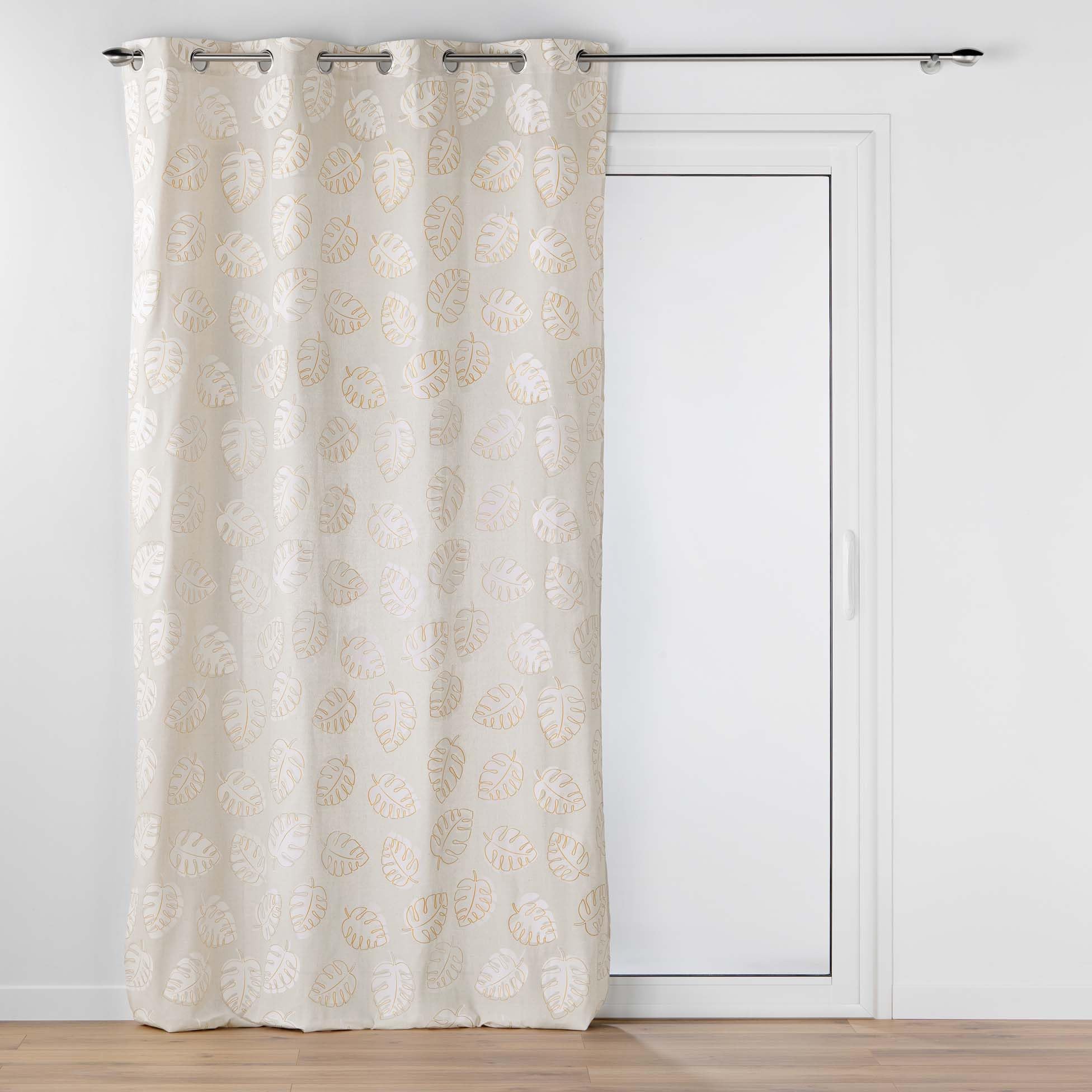 Douceur d'Intérieur, Curtain with Eyelets 140 x 240 cm Evasion Printed Polycotton Metallic