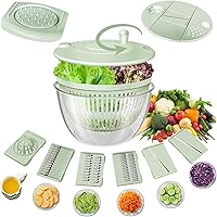 Vista 1 de Ensalada giratorio grande con cortador de 5 cuchillas, secadora de ensalada de 5.3 cuartos de galón para lavar, girar y drenar verduras, frutas