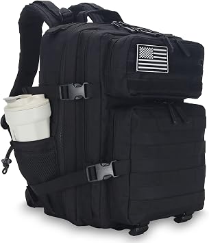 25L Tactical Backpack Military Tactical Backpack Heavy Duty Molle Assault Pack for Work Gym Outdoor Hiking Camping 1.0 25L-Black, Small