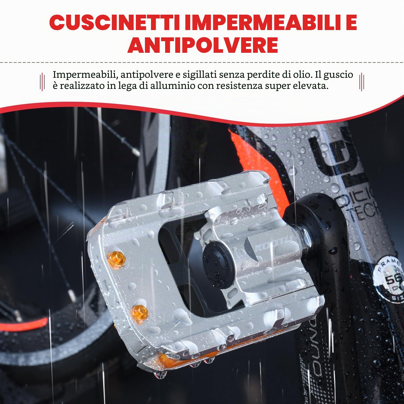 KOOTU Pedali bici con strisce riflettenti, pedale pieghevole universale 9/16 pollici Mountain Bike Pedali, antiscivolo in lega di alluminio Pedali bici per strada BMX MTB Bike